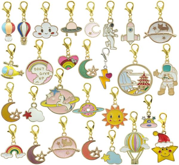 

jinglang mixed style enamel star moon cloud charm lobster clasp bracelet pendant diy jewelry making accessories7424661, Bronze;silver