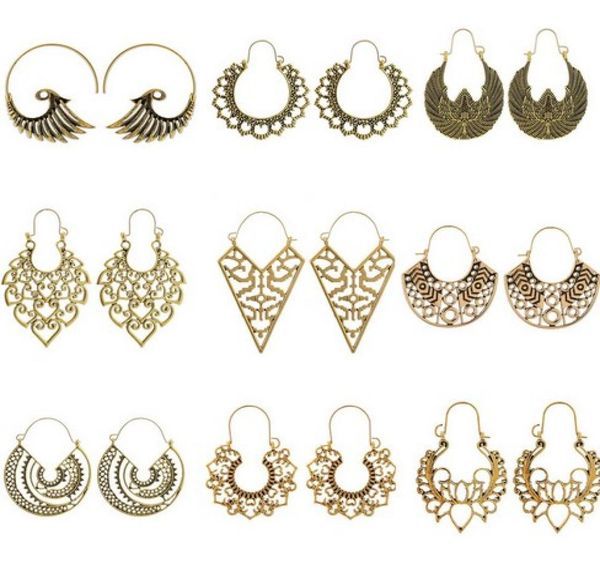 

boho earrings cresent antique silvergold gypsy indian tribal ethnic hoop dangle mandala earrings8657219, Silver