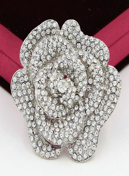 

24 inch large vintage silver tone diamante crystals rose brooch luxury design wedding broaches selling elegant wedding pin5922579, Gray