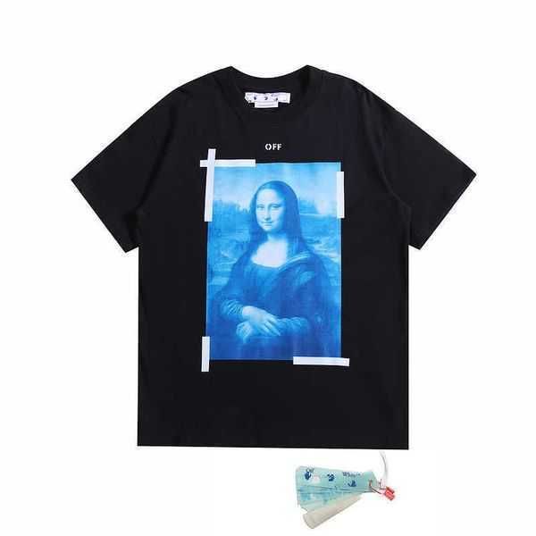 

men's t-shirts xia chao brand ow off mona lisa oil painting arrow short sleeve men and women casual large loose t-shirt 2 qywp, White;black