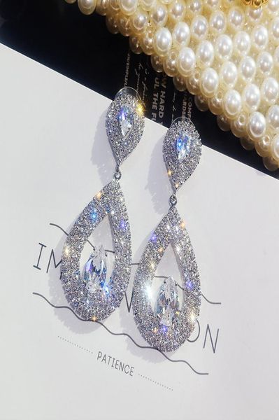 

cute female big water drop earrings fashion silver gold wedding earrings jewelry vintage long dangle earrings for women1917722, Golden;silver