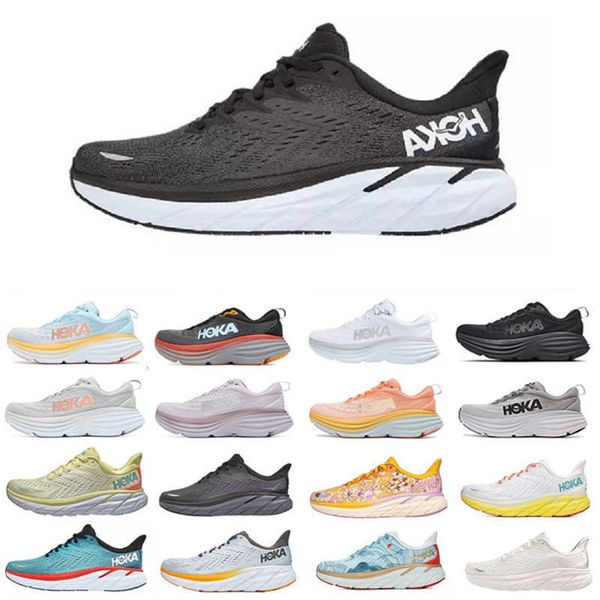 

designer hoka one running shoes bondi clifton 8 mens sneaker black white orange amber yellow goblin blue women men trainers sports outdoor s