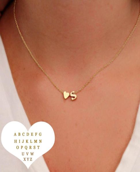 

fashion heart 26 intial letter alphabet pendant necklace for women gold silver az alphabet choker necklace girls fashion jewelry 4537283