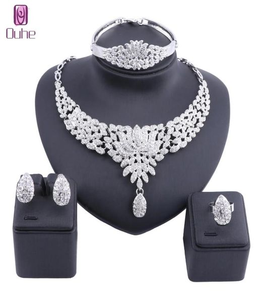 

women jewelry sets gold color statement rhinestone crystal necklace earring dubai bridal party wedding african beads accessories1980358, Slivery;golden
