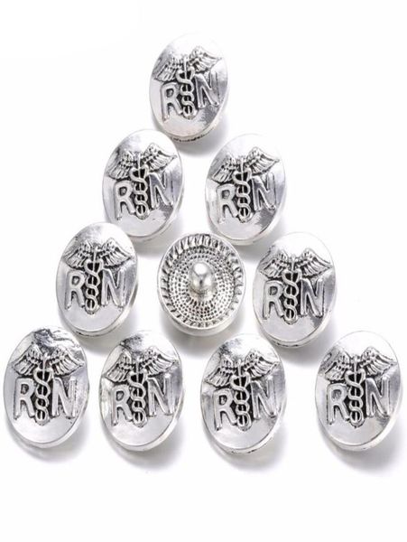

10pcs snap jewelry nurse rn metal snap buttons for 18mm snap bracelet bangles3851393, Bronze;silver