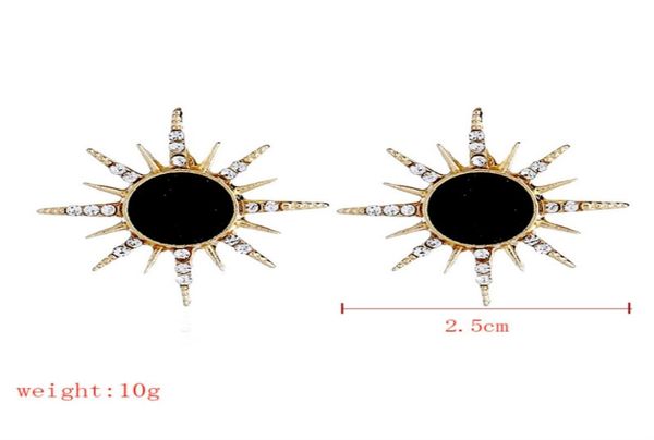 

smart stud vintage black bohemian with rhinestone alloy sun earring for woman and girl2211533, Golden;silver