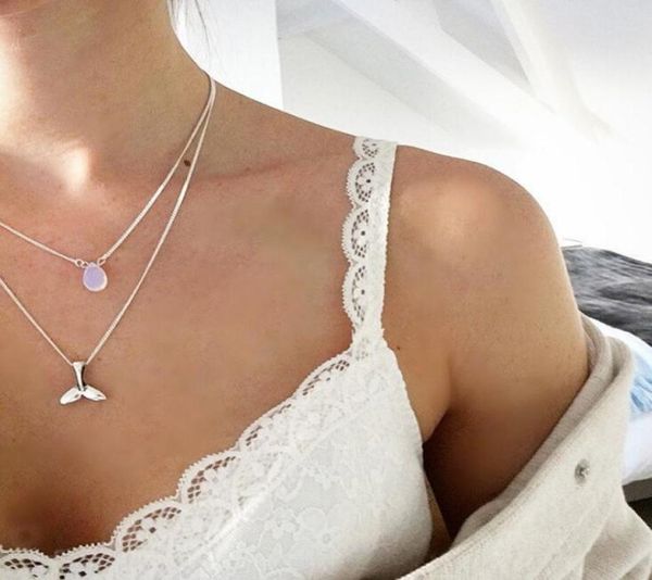 

choker necklace collar vintage boho girlfriend gift ethnic mermaid fishtail pendant necklace multilayer fashion for women jewelry 1629374, Golden;silver
