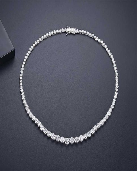 

trendy lovers necklace lab diamond cz stone white gold filled chorker pendant necklaces for women bridal party wedding jewelry 2201863424, Silver