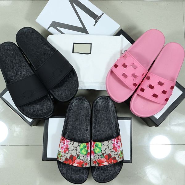 

designer slides mens women slippers summer sandal beach slide flat platform ladies home fashion shoes flip flops striped tiger bee causal sl, Black