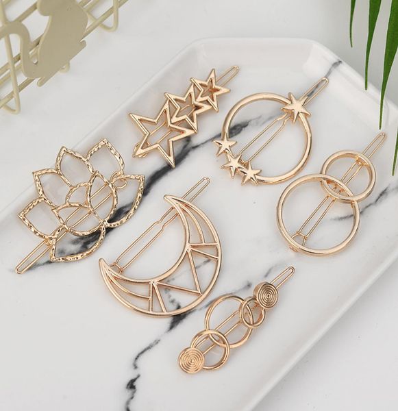 

2020 fashion woman hair accessories triangle hair clip pin metal geometric alloy hairband moon circle hairgrip barrette girls hold3360983, Black;brown