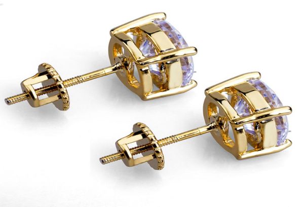 

mens hip hop stud earrings jewelry fashion round gold silver simulated diamond earrings for men n03202 3061065, Golden;silver
