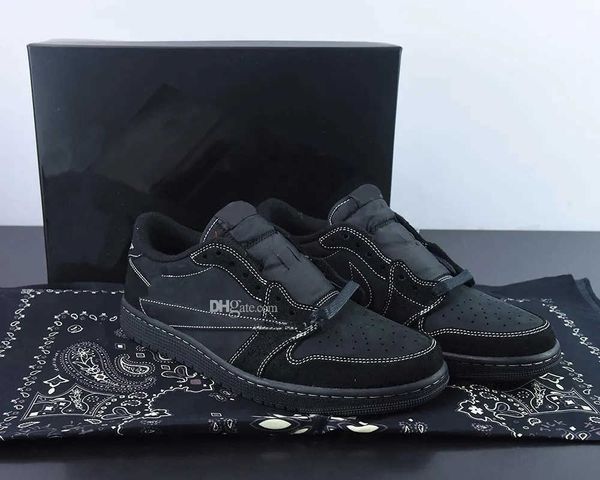 

wiht box phantom black x travis scot basketball shoes 1s jumpman 1 low og 2023 release outdoor sneaker sports with original box