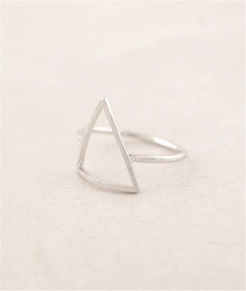 

fashion the latest elements triangle band rings hollow out graphics ring for women mixed color whole6454681, Silver