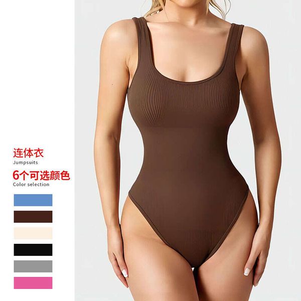 

new ins bodysuit high elastic thread bodysuit hip lift yoga suit for women