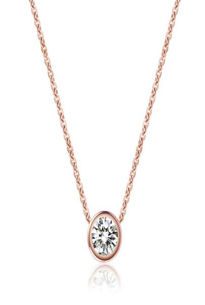 

3 colors latest single stone necklace fine delicate chain 925 sterling silver bezel 5mm sparking cubic zirconia simple jewelry5843102