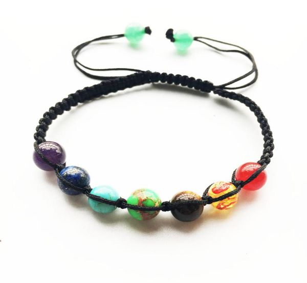 

7 chakra bracelet 8mm big beads yoga bracelet healing balance supernatural lava reiki stones beads bracelet1438029, Black