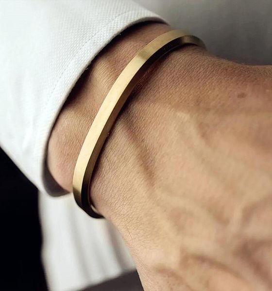 

fashion cuff bracelets bangles men women stainless steel gold width 6mm bangle bracelet pulseras luxury jewelry4877692, Black