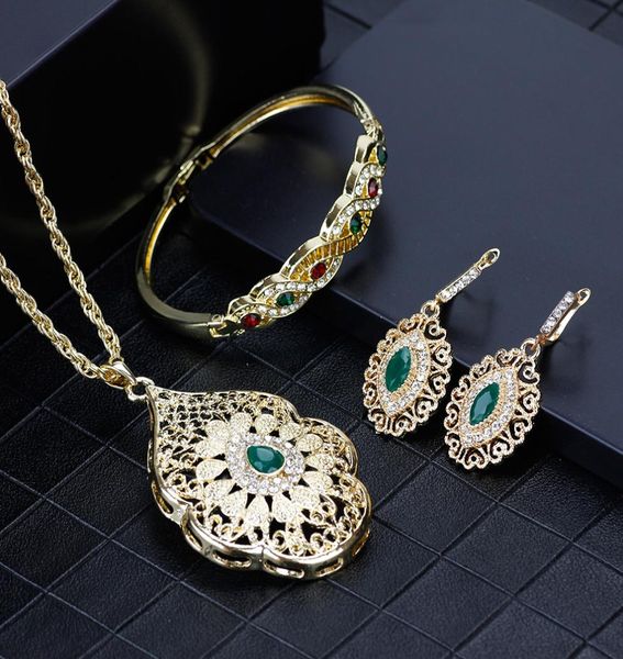 

sunspicems gold color arabic necklace earring cuff bracelet women ethnic wedding jewelry sets morocco caftan fashion accessories4203790, Silver