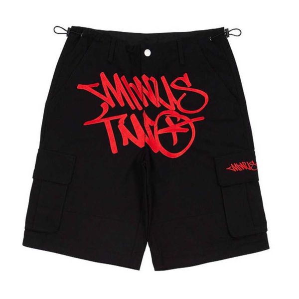 

y2k american street hip-hop cargo pants trendy mini two printed casual summer loose shorts xxk0, White;black