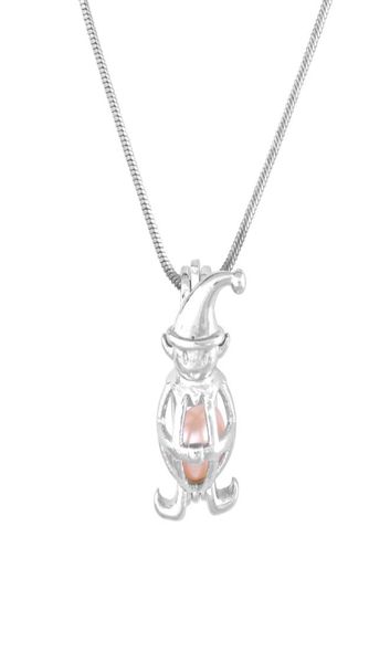 

5pcs chirstmas gift love wish pearl cages locket pendant christmas elf pearls necklaces fine jewelry p1842353952, Silver