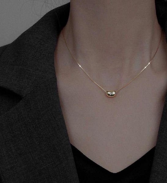 

titanium steel necklace korean acacia bean pendant clavicle chain net red simple choker cool temperament neckwear8107432, Silver
