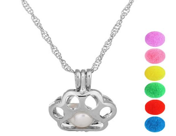 

pearl cage dog palm jewelry locket pendant findings cage essential oil diffuser locket for oyster pearl fiber ball9592730, Silver