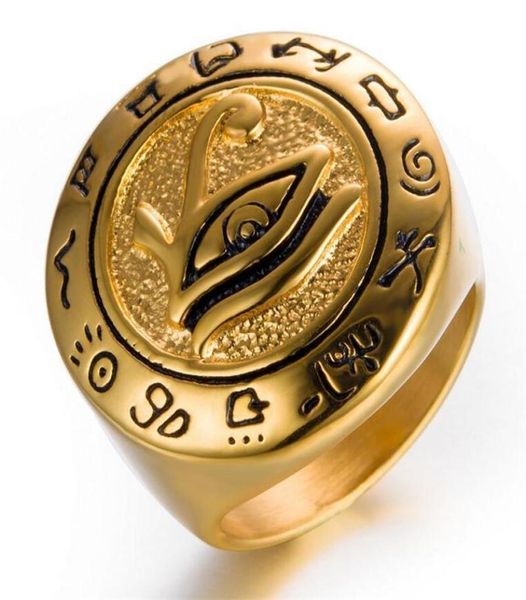 

eye of horus ring third eye ringegyptian jewelry for him gift stainless steel ring gold mens ring ancient statement jewelry6266619, Slivery;golden
