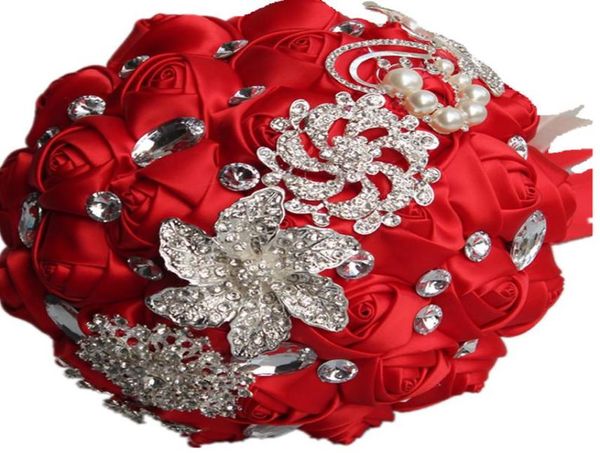 

wedding flowers satin ribbon bridal bouquets diamond artificial flower accessories sweet 15 quinceanera w2283742514