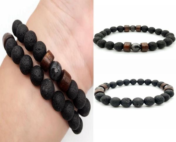

lava stone bracelet energy yoga chakra jewelry men bead bracelet7157285, Black
