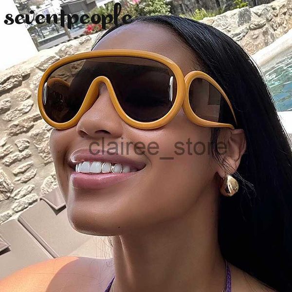 

sunglasses designer luxury brand wave mask women 2023 new fashion one piece sun glasses for men oversized oval sunglass trending products j2, White;black