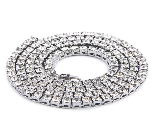 

hip hop necklace bling iced out gold plated rhinestones crystal cuban link chain men necklace jewelry3089468, Silver