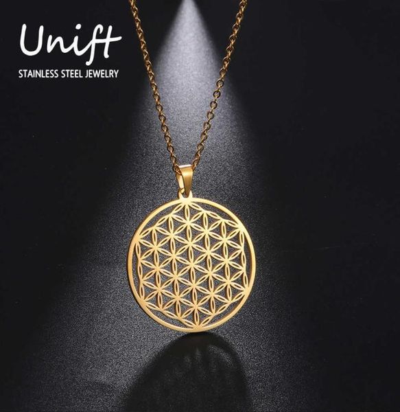 

unift women039s retro life flower necklace stainless steel aesthetic pendant viking gold men039s jewelry wicca 20228367804, Silver