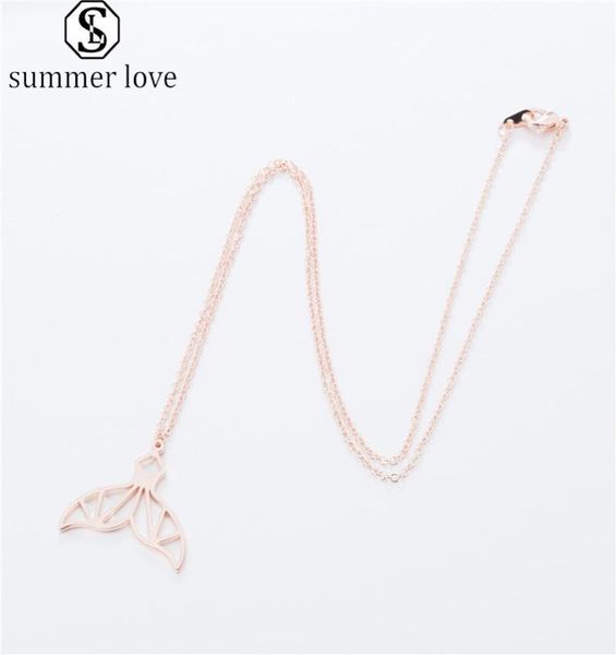 

stainless steel mermaid tail pendant necklace earring set for women trendy gold silver chain charm fashion jewelry gi3099341