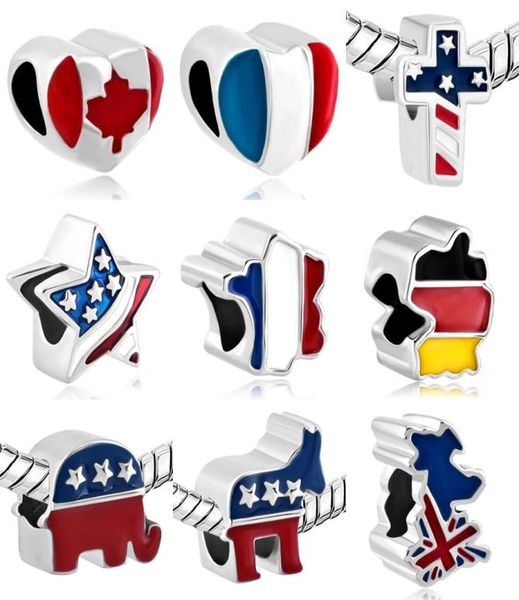 

moq 20pcs silver canada usa germany flag beads charms fit authentic bracelets pendant jewelry making diy j0288620038, Black