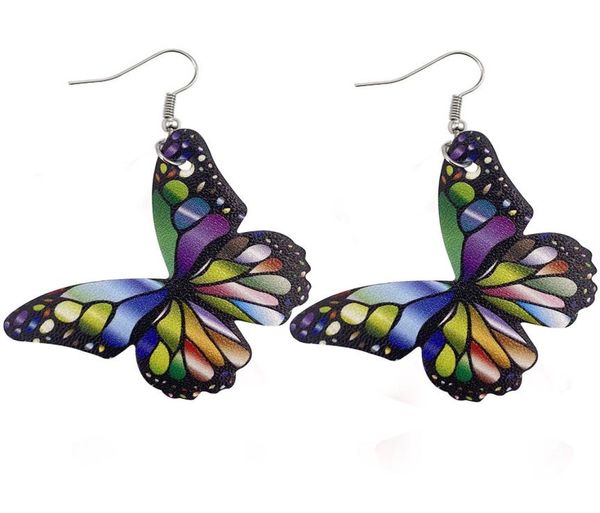 

fashion butterfly leather earrings print faux leather dangle earring for women party jewelry gift6496627, Golden