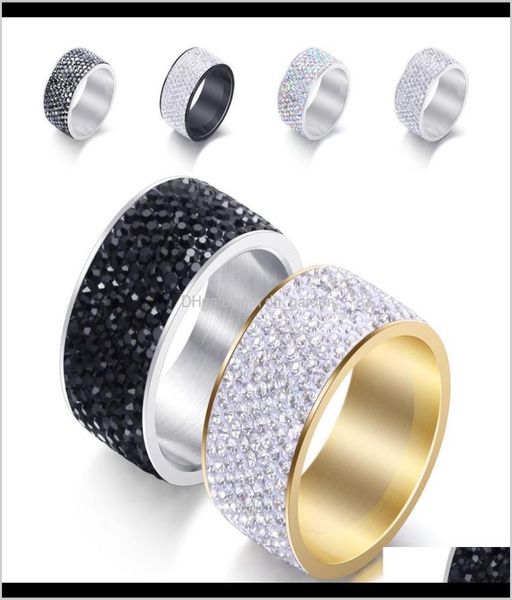 

personalized titanium stainless steel full diamond mens womens ring band iced out lovers wedding matching rings gifts bymnx 719s56723658, Silver