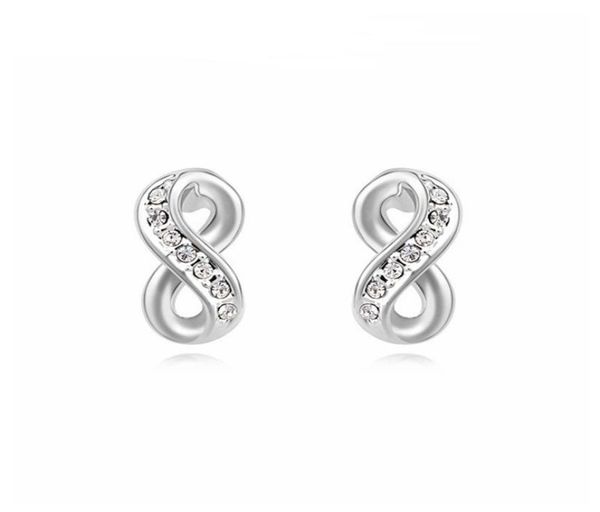 

lucky number 8 crystal earrings romantic valentine039s day gift women fashion elements stud earrings jewellery8257063, Golden;silver