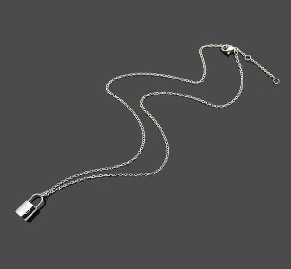 

style luxury lovers jewelry silver rose gold lock pendant designer necklace 18k gold stainless thin chain fashion women brand 9642611