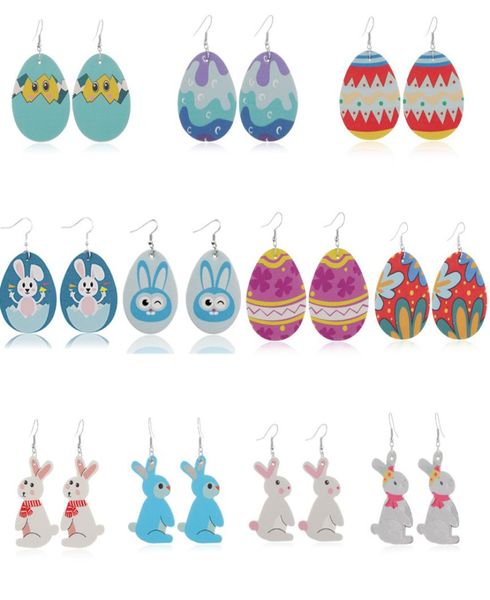 

2020 new pu leather earrings drop shape easter egg rabbit charm dangle earrings fashion creative women girl jewelry easte1112269, Silver