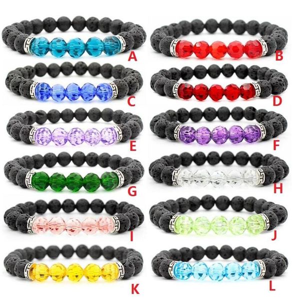 

black lava stone beads bracelet essential oil diffuser bracelets volcanic rock beaded hand strings spherical crystal charms4358207, Golden;silver