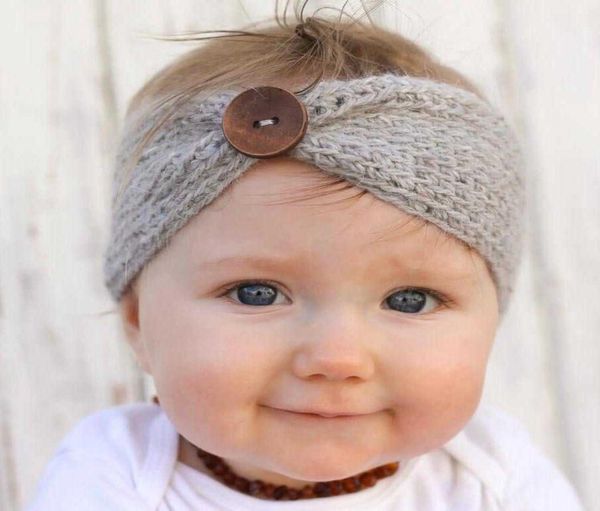 

baby head cover handmade woolen knitted baby head strap children039s big buckle knitted hair band5245604, Silver