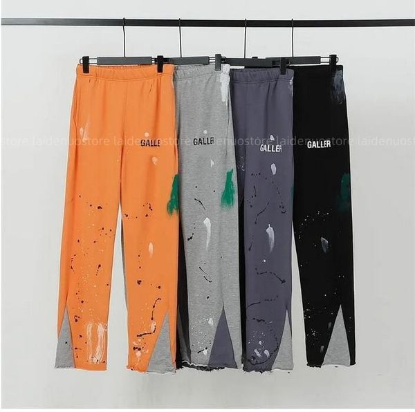 

fashion designer mens pants galleries sweatpants dept speckled letter print men's women's couple loose versatile casual pants stra, White;black