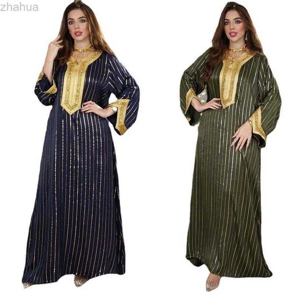 

new muslim polyester cotton stripe gold stamping, lace and diamond stamping saudi arabian evening dress ab169, Black;gray