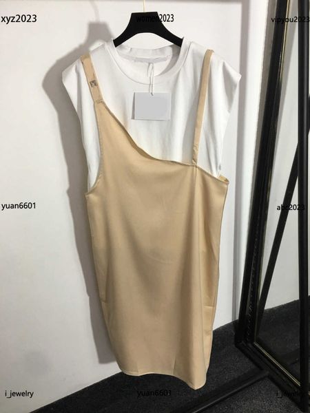 

designer clothes women dress girl two piece dress size s-l solid color design sleeveless tank t-shirt and strap dress, White