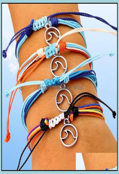 

charm bracelets jewelry wax string woven mtilayer friendship bracelet wave adjustable braided for women girls epacket drop deliver3271148, Golden;silver