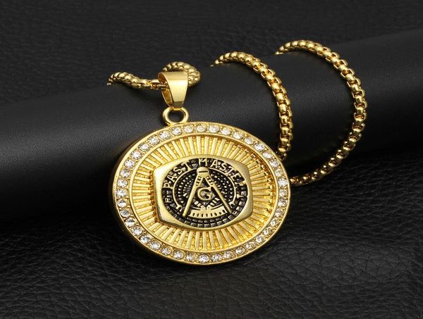 

hip hop jewelry rock stainless steel masonic pendant necklaces for men jewelry men necklace2302078, Silver