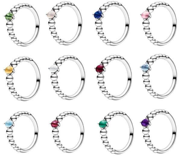 

pandora color birthday stone beaded 925 sterling silver ring cubic zirconia rings pandora birthstone rings synthetic gem7743880, Golden;silver