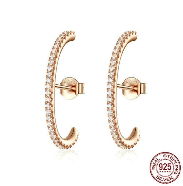 

februaryfrost brand minimalist 925 sterling silver simple geometric stud earrings for women t bar line zircon studs earring weddin4678729, Golden;silver