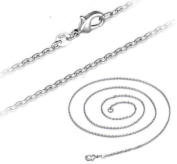 

100pcs 925 sterling silver 1mm rolo chain necklace for women men jewelry 40cm 45cm 50cm 55cm 60cm long chain fit pendant 5 sizes c7092243