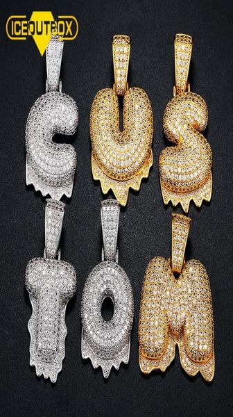 

az single initial bubble letter name drip letters pendant necklaces for women men cubic zircon hip hop jewelry 2021 trend gift4605571, Silver